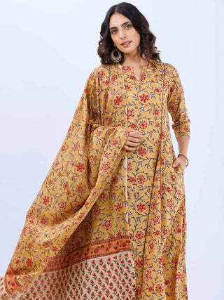 Aina Amisha Set Of Kali Kurta Pants Dupatta