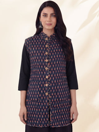 Shishir Kriti Ajrakh Quilted Reversible Sleeveless Jacket
