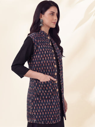 Shishir Kriti Ajrakh Quilted Reversible Sleeveless Jacket