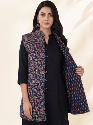 Shishir Kriti Ajrakh Quilted Reversible Sleeveless Jacket
