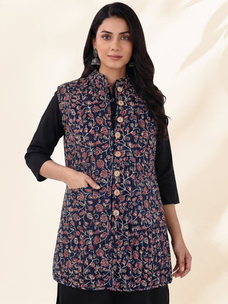 Shishir Kriti Ajrakh Quilted Reversible Sleeveless Jacket