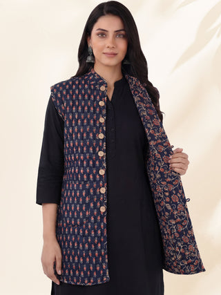 Shishir Kriti Ajrakh Quilted Reversible Sleeveless Jacket