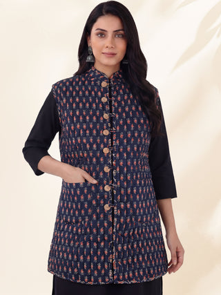 Shishir Kriti Ajrakh Quilted Reversible Sleeveless Jacket