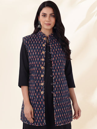 Shishir Kriti Ajrakh Quilted Reversible Sleeveless Jacket