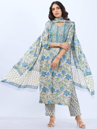 Aina Chitra Set Of Kurta Pants Dupatta
