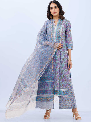 Aina Sneh Set Of Kurta Pants Kota Dupatta