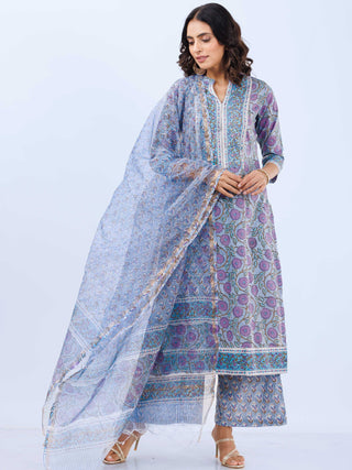 Aina Sneh Set Of Kurta Pants Kota Dupatta