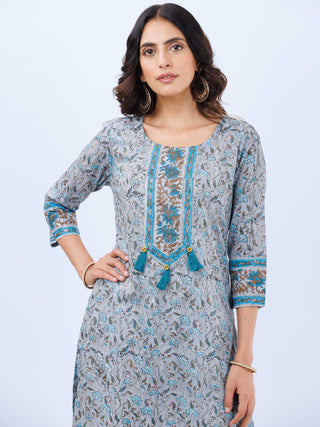 Hand Block Printed Cotton Fabric Per Meter - F001F2975