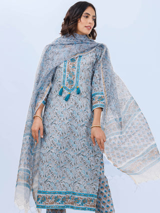 Aina Mohak Set Of Kurta Pants Kota Dupatta
