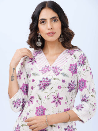 Hand Block Printed Cotton Fabric Per Meter - F001F2976