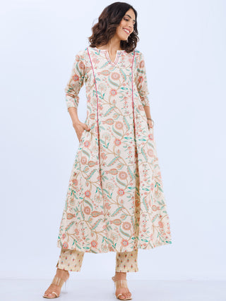 Aina Pooja Set Of Kalidar Kurta Pants Dupatta