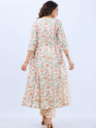 Aina Pooja Set Of Kalidar Kurta Pants Dupatta