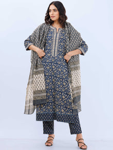 Aina Madhuri Set Of Kurta Pants Kota Dupatta