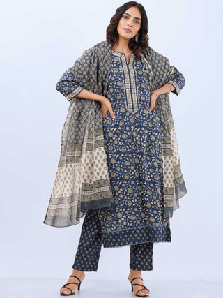 Aina Madhuri Set Of Kurta Pants Kota Dupatta
