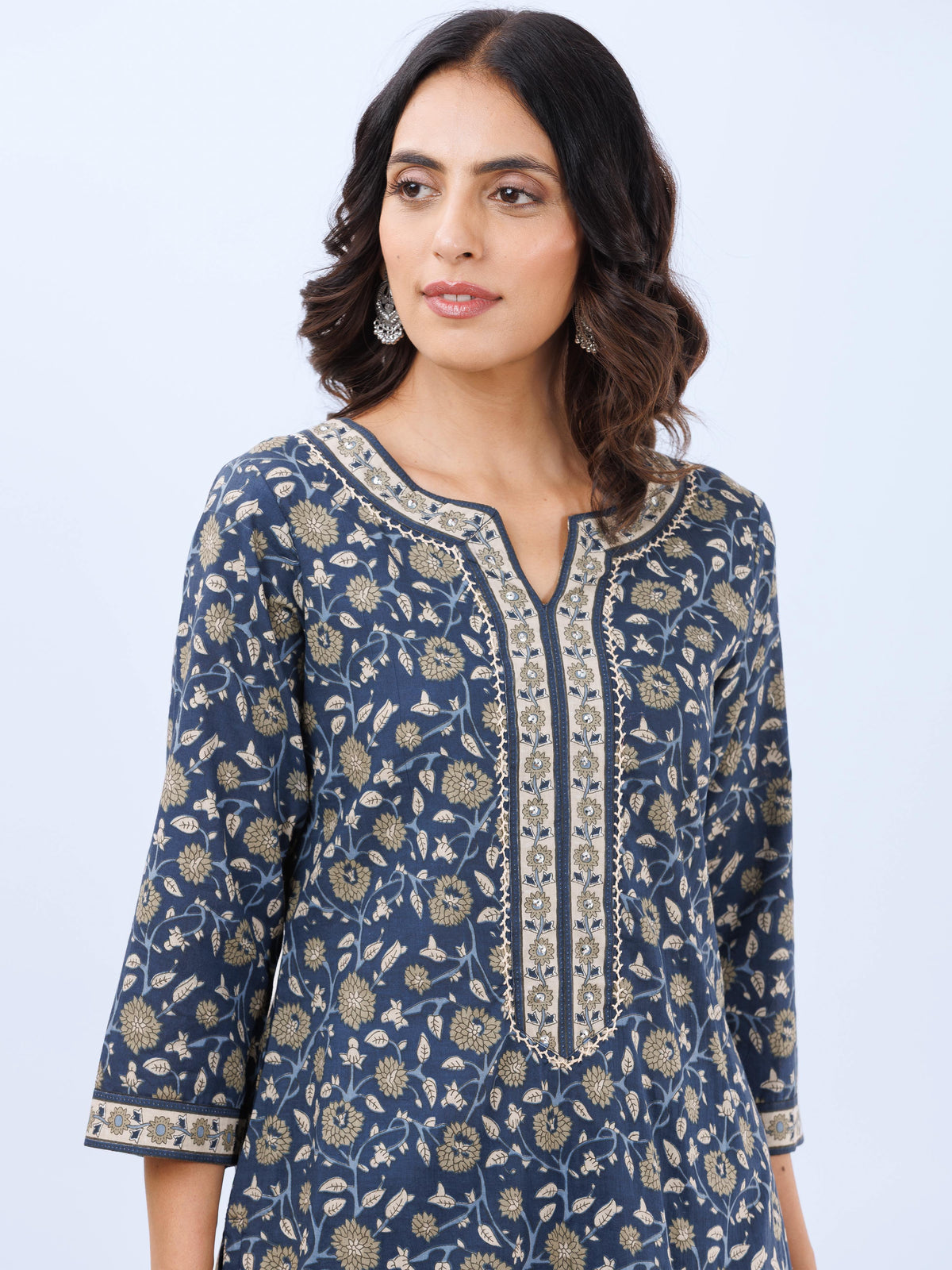 Hand Block Printed Cotton Fabric Per Meter - F001F2981