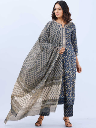Aina Madhuri Set Of Kurta Pants Kota Dupatta