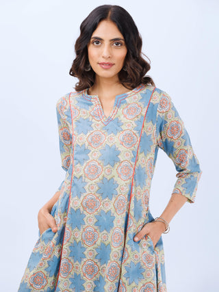 Aina Minal Set Of Kalidar Kurta Pants Dupatta