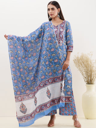 Rozana Madhu Set Of Kurta Palazzo Dupatta