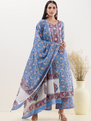 Rozana Madhu Set Of Kurta Palazzo Dupatta