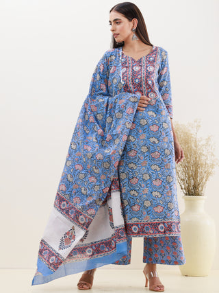 Rozana Madhu Set Of Kurta Palazzo Dupatta