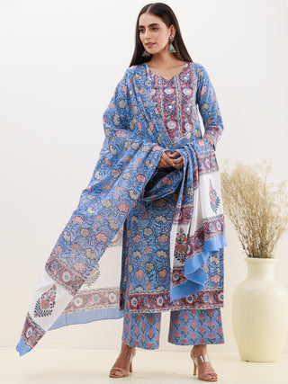 Rozana Madhu Set Of Kurta Palazzo Dupatta