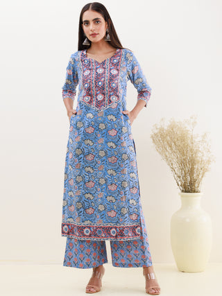 Rozana Madhu Set Of Kurta Palazzo Dupatta