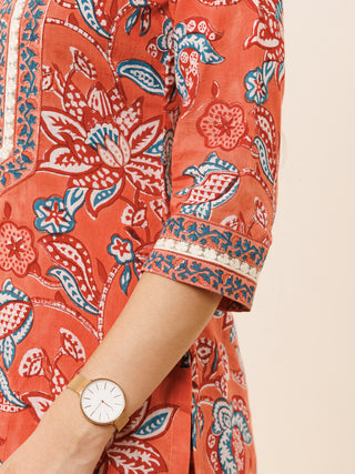 Hand Block Printed Cotton Fabric Per Meter - F001F2749