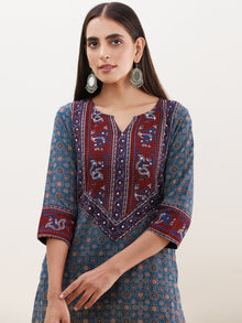 Ajrakh Rukshar Set Of Kurta Pants Dupatta