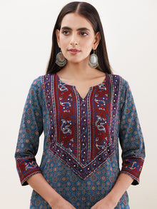 Ajrakh Rukshar Set Of Kurta Pants Dupatta