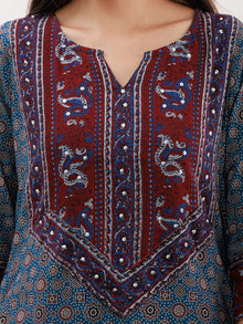 Ajrakh Rukshar Set Of Kurta Pants Dupatta