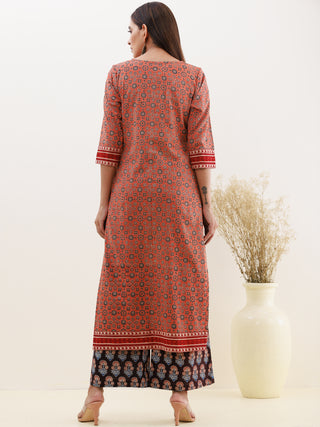 Ajrakh Dia Set Of Kurta Pants Dupatta