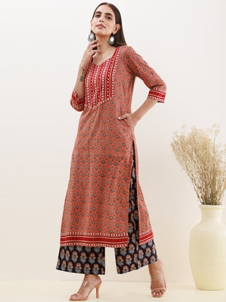 Ajrakh Dia Set Of Kurta Pants Dupatta