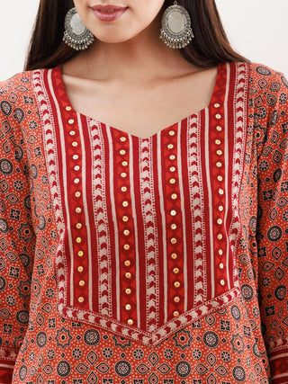 Ajrakh Dia Set Of Kurta Pants Dupatta