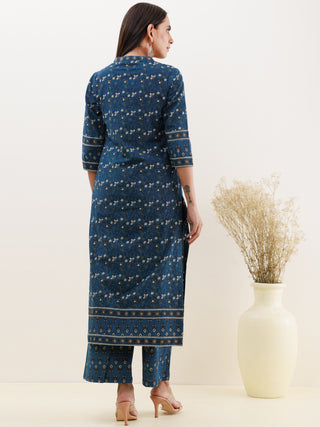 Ajrakh Parizaad Set Of Kurta Pants Dupatta