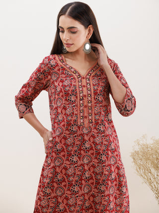 Ajrakh Naaz Set Of Kurta Pants Dupatta