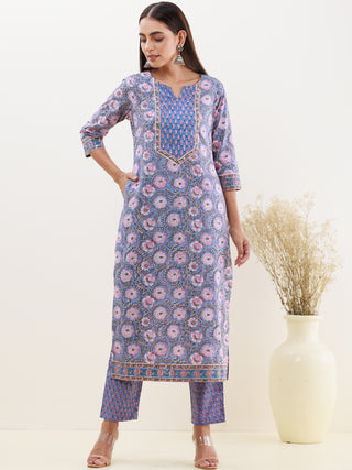 Rozana Gauri Set Of Kurta Pants Dupatta