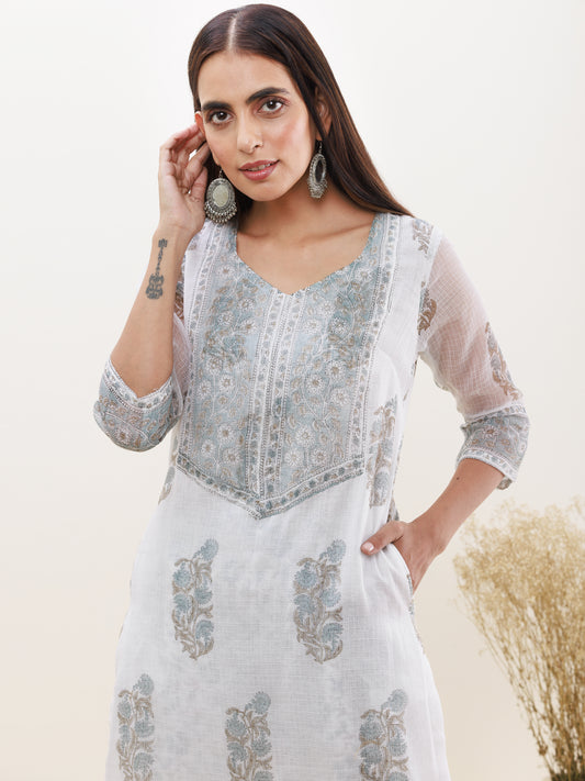 Rozana Tarang Kota Doria Kurta With Lining