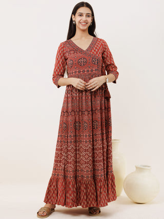 Ajrakh Isha Long Flared Dress