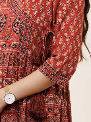 Ajrakh Isha Long Flared Dress