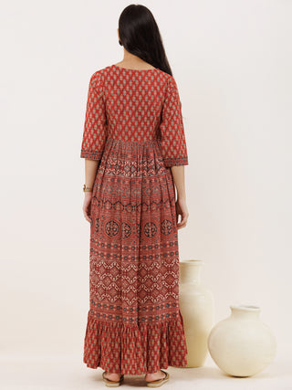 Ajrakh Isha Long Flared Dress