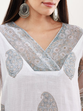 Rozana Sunaina Kota Doria Kurta With Lining