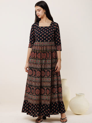 Ajrakh Mumtaz Long Flared Dress