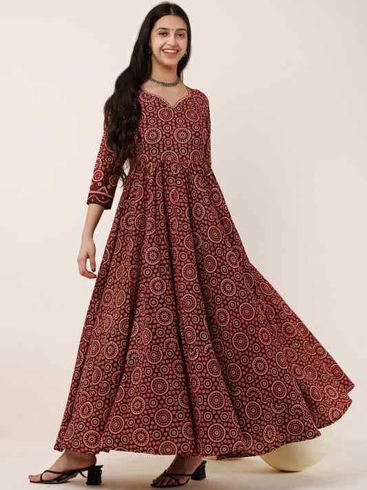 Ajrakh Neha Long Flared Dress