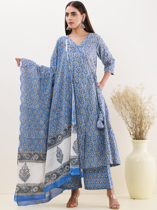Rozana Charu Set Of Angrakha Kurta Palazzo Dupatta