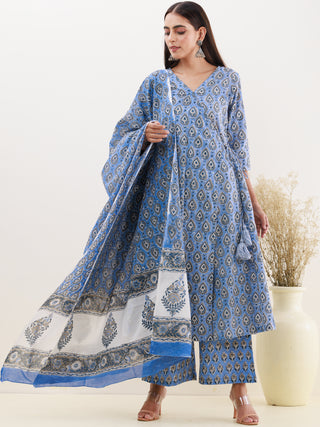 Rozana Charu Set Of Angrakha Kurta Palazzo Dupatta