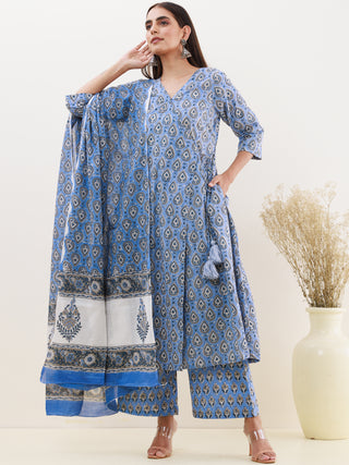 Rozana Charu Set Of Angrakha Kurta Palazzo Dupatta