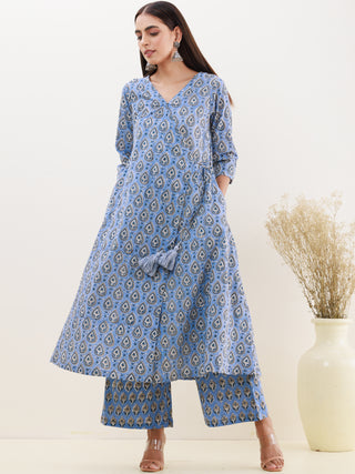 Rozana Charu Set Of Angrakha Kurta Palazzo Dupatta