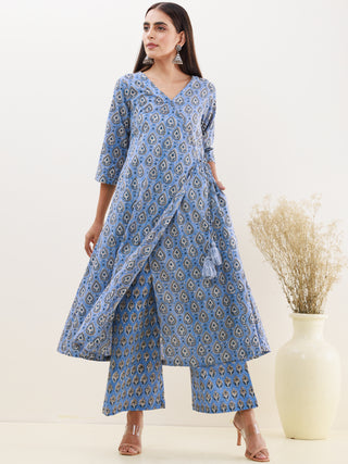 Rozana Charu Set Of Angrakha Kurta Palazzo Dupatta