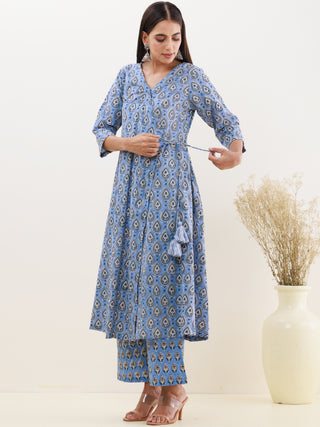 Rozana Charu Set Of Angrakha Kurta Palazzo Dupatta