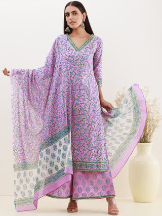 Rozana Asma Set Of Kurta Palazzo Dupatta